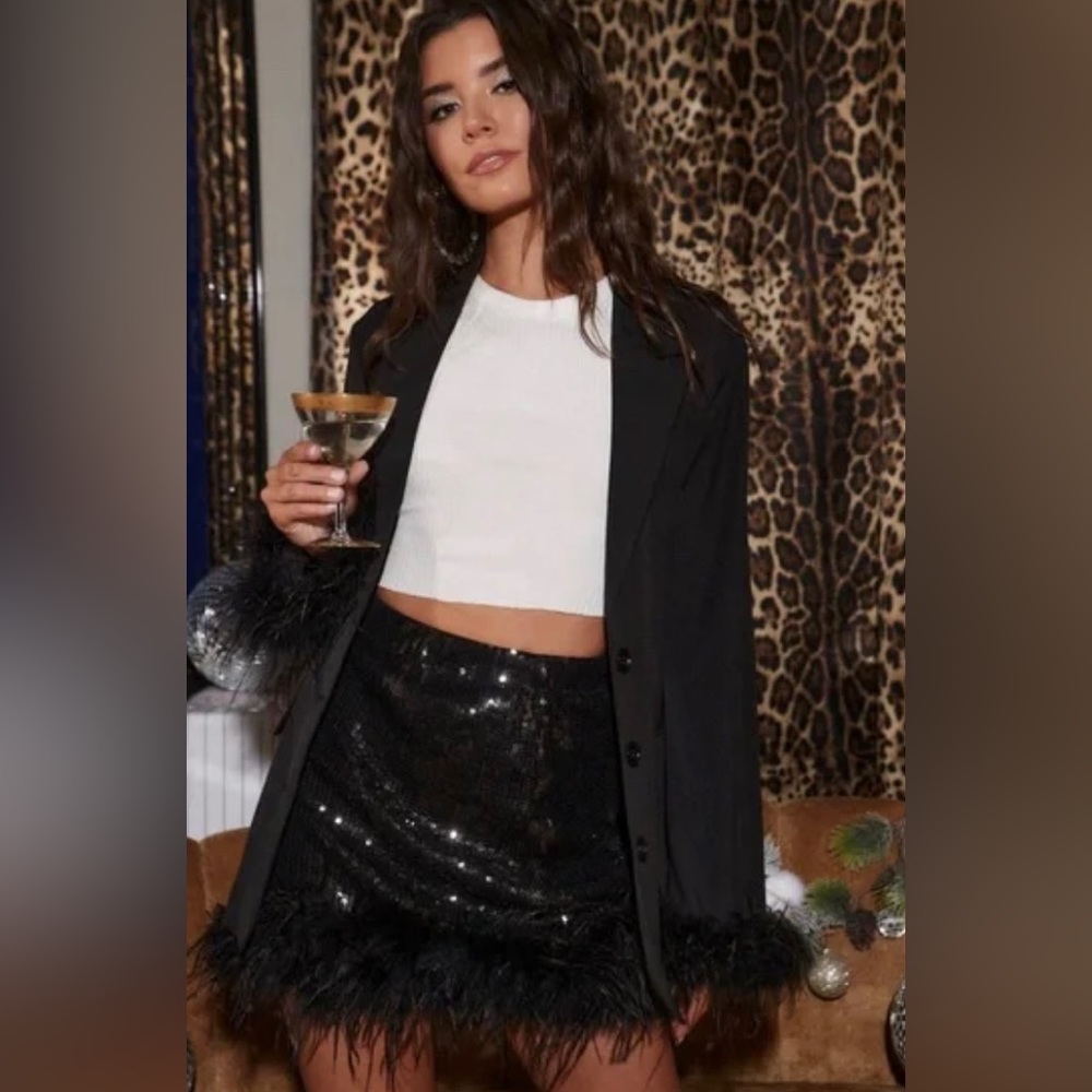 Darling Black Sequin Novelty Mini Skirt